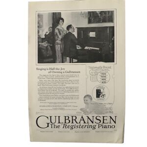 Vintage 1923 Gulbransen Registering Piano Ad Advertisement